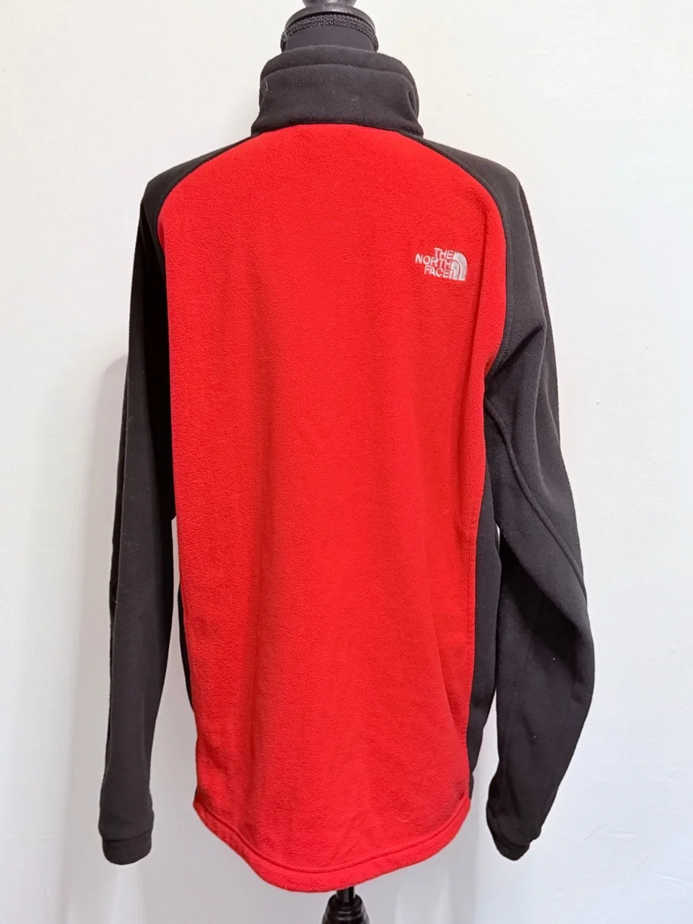 The North Face Jacket Mens Large Red Grey Fleece Full Zip Adult